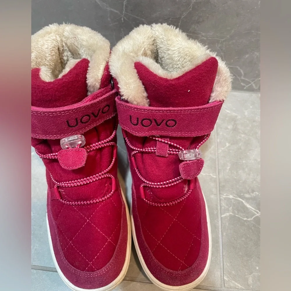 UOVO Kids Pink Quilted Faux-Fur Winter Boots